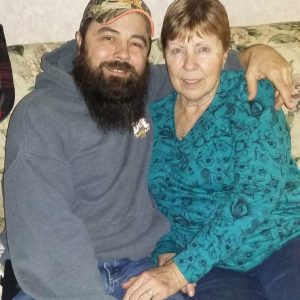 Shown is patient Carolyn Burk (right) with her son Mark.